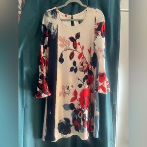 Maeve Red and Blue Floral Long Sleeve Dress
